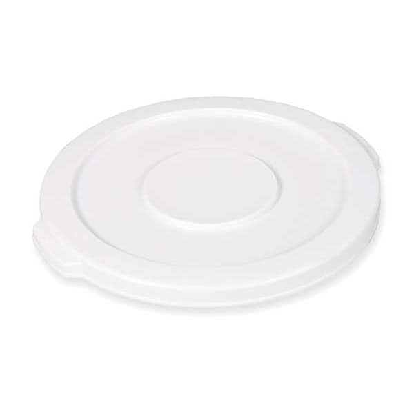 Rubbermaid Commercial 10 gal Flat Trash Can Lid, 16 in W/Dia, White, Resin, 0 Openings - FG260900WHT