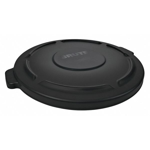 Rubbermaid Commercial 55 gal Flat Trash Can Lid, 26 3/4 in W/Dia, Black, Resin, 0 Openings - 1779738