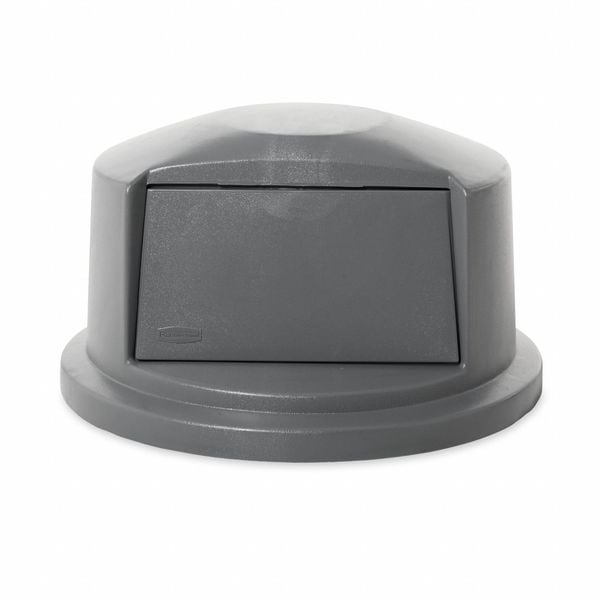 Rubbermaid Commercial 32 gal Dome with Push Door Trash Can Lid, 22 3/4 in W/Dia, Gray, Resin, 1 Openings - FG263788GRAY