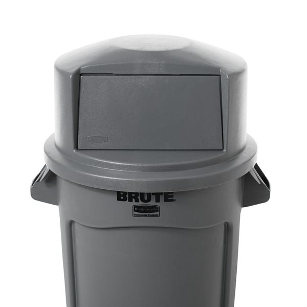 Rubbermaid Commercial 32 gal Dome with Push Door Trash Can Lid, 22 3/4 in W/Dia, Gray, Resin, 1 Openings - FG263788GRAY