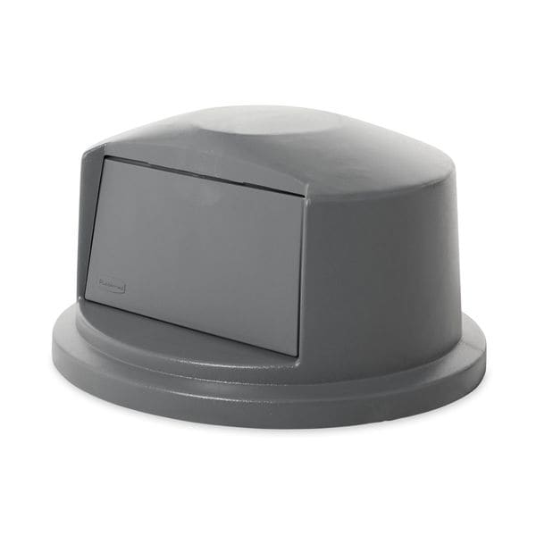 Rubbermaid Commercial 32 gal Dome with Push Door Trash Can Lid, 22 3/4 in W/Dia, Gray, Resin, 1 Openings - FG263788GRAY