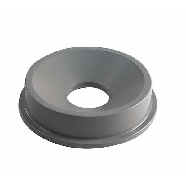 Rubbermaid Commercial 32 gal Funnel Trash Can Lid, 22 1/4 in W/Dia, Gray, Plastic, 1 Openings - FG354300GRAY