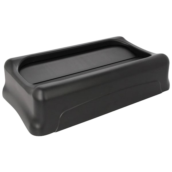 Rubbermaid Commercial 23 gal Swing Trash Can Lid, 11 1/4 in W/Dia, Black, Resin, 1 Openings - FG267360BLA