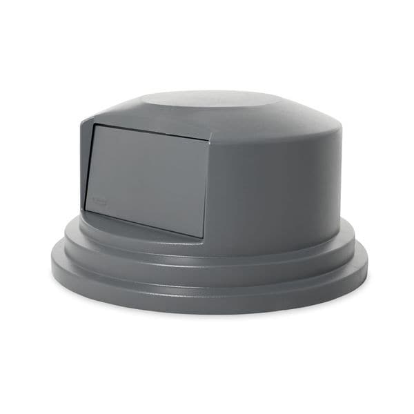 Rubbermaid Commercial 55 gal Dome with Push Door Trash Can Lid, 27 1/4 in W/Dia, Gray, Resin, 1 Openings - FG265788GRAY
