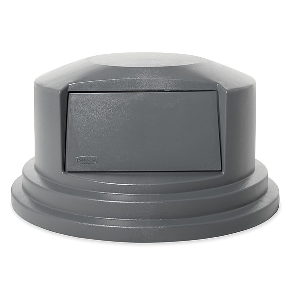 Rubbermaid Commercial 55 gal Dome with Push Door Trash Can Lid, 27 1/4 in W/Dia, Gray, Resin, 1 Openings - FG265788GRAY