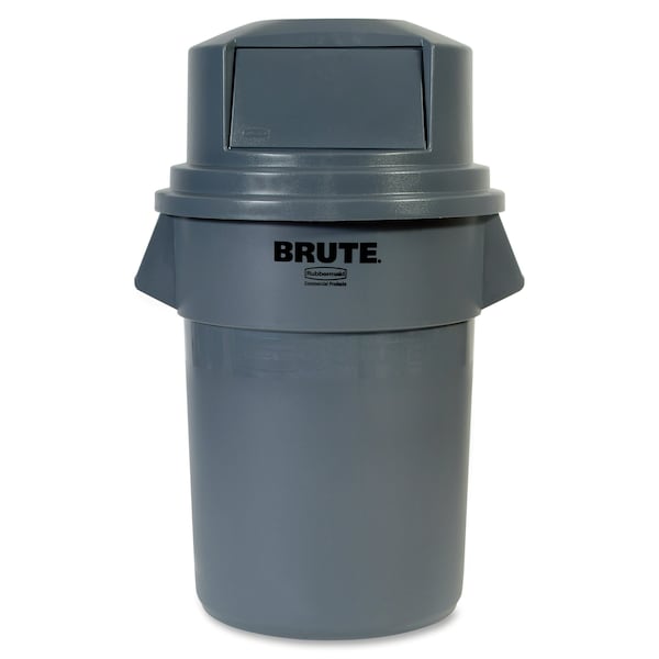Rubbermaid Commercial 55 gal Dome with Push Door Trash Can Lid, 27 1/4 in W/Dia, Gray, Resin, 1 Openings - FG265788GRAY
