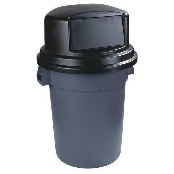 Carlisle Foodservice 44-55 Gal Dome Top Trash Container Dome Lid With Hinged Door, Black, Polyethylene - 34105703