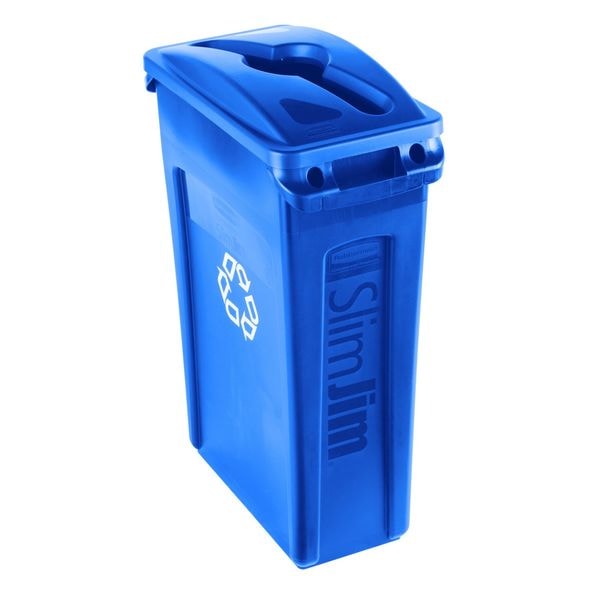 Rubbermaid Commercial 23 gal Dome Recycling Lid, 11 1/2 in W/Dia, Blue, Resin, 1 Openings - 1788372