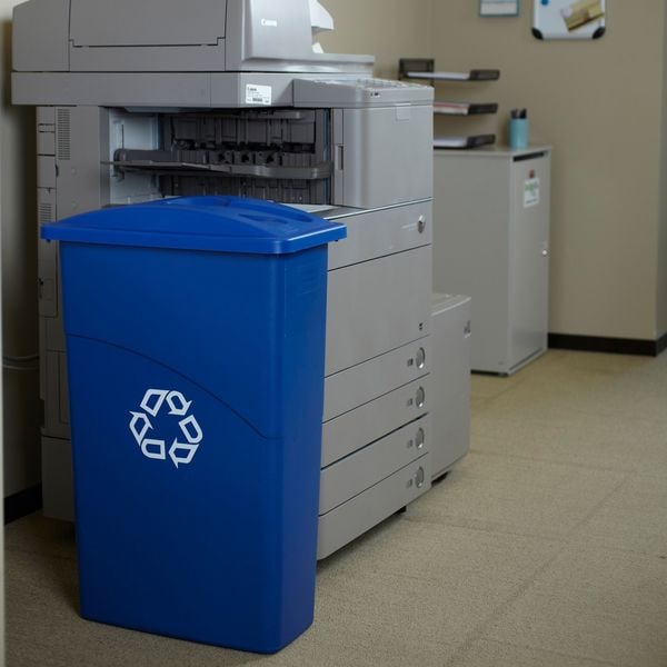 Rubbermaid Commercial 23 gal Dome Recycling Lid, 11 1/2 in W/Dia, Blue, Resin, 1 Openings - 1788372