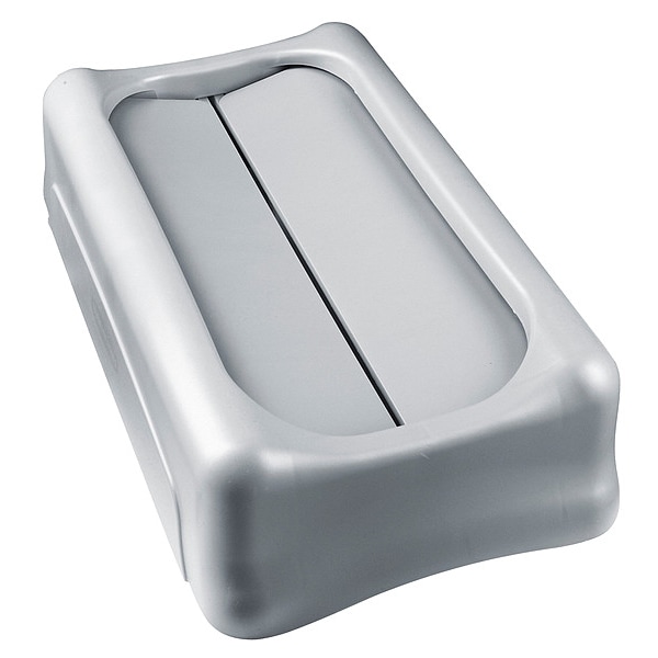 Rubbermaid Commercial 23 gal Swing Trash Can Lid, 11 1/4 in W/Dia, Gray, Resin, 1 Openings - FG267360GRAY