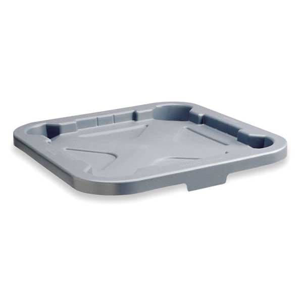 Rubbermaid Commercial 40 gal Flat Trash Can Lid, 26 in W/Dia, Gray, Resin, 0 Openings - FG353900GRAY