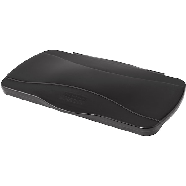 Rubbermaid Commercial 23 gal Flat Trash Can Lid, 13 1/2 in W/Dia, Black, metal, 0 Openings - FG267400BLA