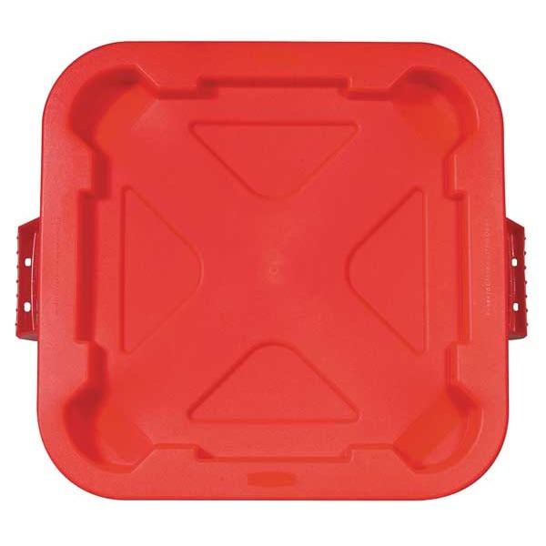 Rubbermaid Commercial 28 gal Flat Trash Can Lid, 22 in W/Dia, Red, Plastic, 0 Openings - FG352900RED