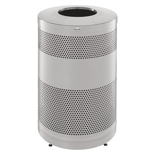 Rubbermaid Commercial 51 gal Round Trash Can, Stainless Steel, 24 in Dia, Open Top, Stainless Steel, Rigid Plastic - FGS55SSTSSPL