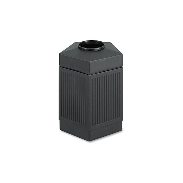 Safco 45 gal Pentagon Trash Can, Black, Top Hole, Polyethylene - 9486BL