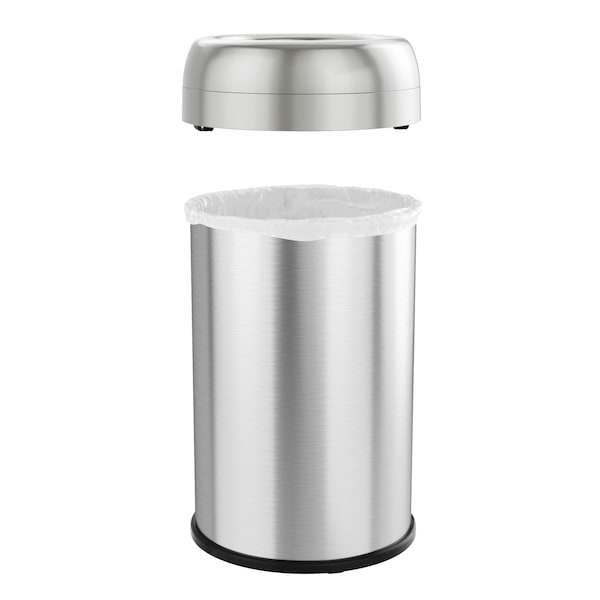 Hls Commercial 13 gal Round Trash Can, Silver, Stainless Steel - HLS13STR