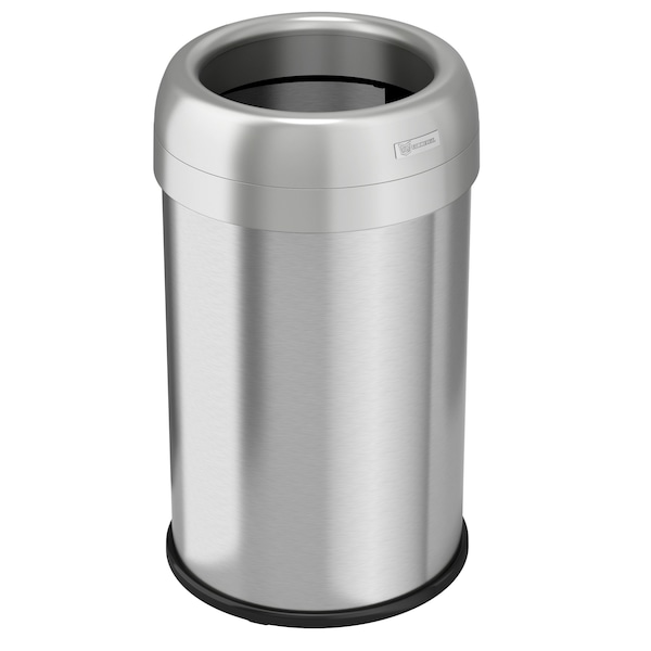 Hls Commercial 13 gal Round Trash Can, Silver, Stainless Steel - HLS13STR