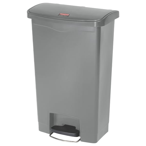 Rubbermaid Commercial 13 gal Rectangular Prism Trash Can, Gray, Top Door, Polyethylene - 1883602