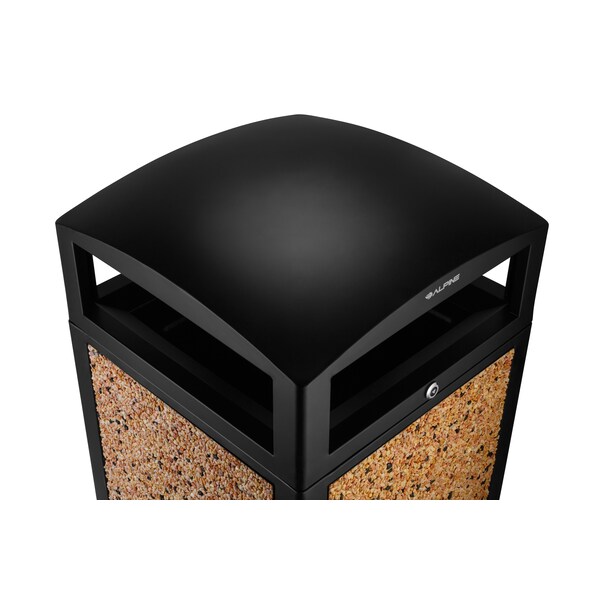 Alpine Industries 40 Gal. Steel All-Weather Stone Panel Outdoor Commercial Trash Can, Lid - 471-40-STO