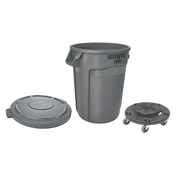 Rubbermaid Commercial 32 gal Round Trash Can, Gray, 22" Dia, Open Top, Polyethylene - FG263100GRAY,FG263200GRAY,FG264000BLA