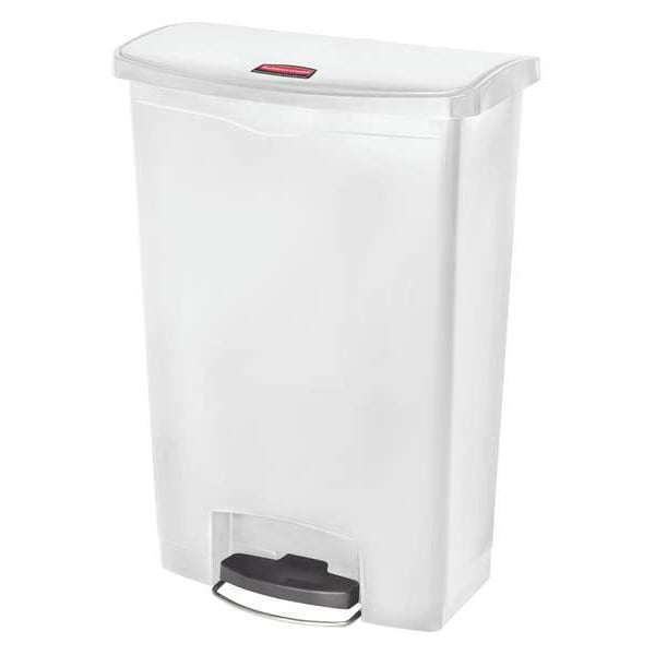 Rubbermaid Commercial 24 gal Rectangular Trash Can, White, 22 1/4 in Dia, Step-On, Plastic - 1883561