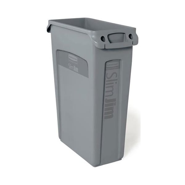 Rubbermaid Trash Container- Slim Jim, 23G/Grey (30") - FG354000GRAY