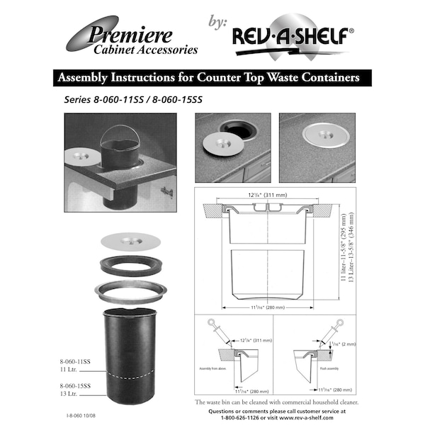 Rev-A-Shelf Rev-A-Shelf Counter Mount Stainless Steel TrashIce Container - 8-060-11SS