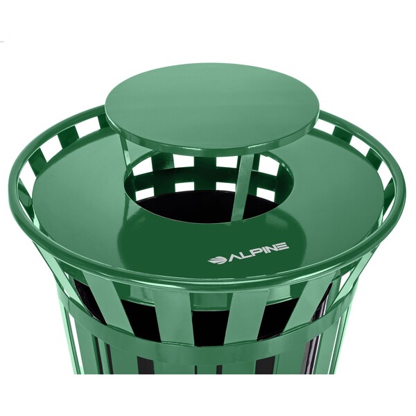 Alpine Industries 38 gal Trash Can, Green, Galvanized Steel - ALP479-38-1-GRN