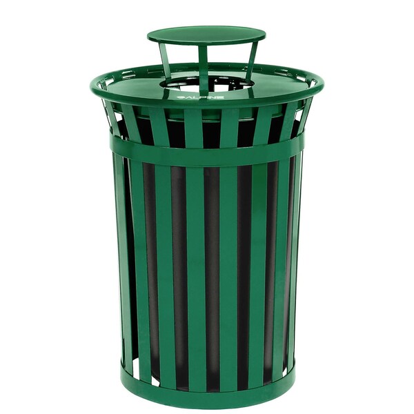 Alpine Industries 38 gal Trash Can, Green, Galvanized Steel - ALP479-38-1-GRN