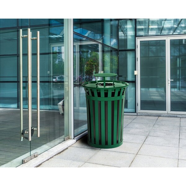 Alpine Industries 38 gal Trash Can, Green, Galvanized Steel - ALP479-38-1-GRN
