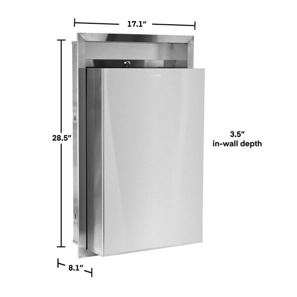 Alpine Industries 12 Gal. Stainless Steel Leak-Proof Recessed Mounted Waste Receptacle Trash Can - ALP493-MK