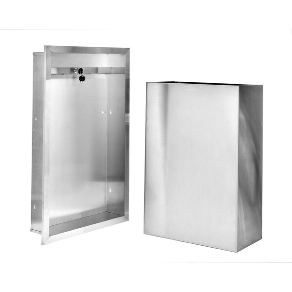 Alpine Industries 12 Gal. Stainless Steel Leak-Proof Recessed Mounted Waste Receptacle Trash Can - ALP493-MK