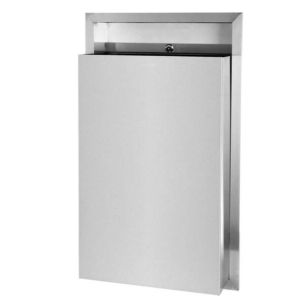 Alpine Industries 12 Gal. Stainless Steel Leak-Proof Recessed Mounted Waste Receptacle Trash Can - ALP493-MK