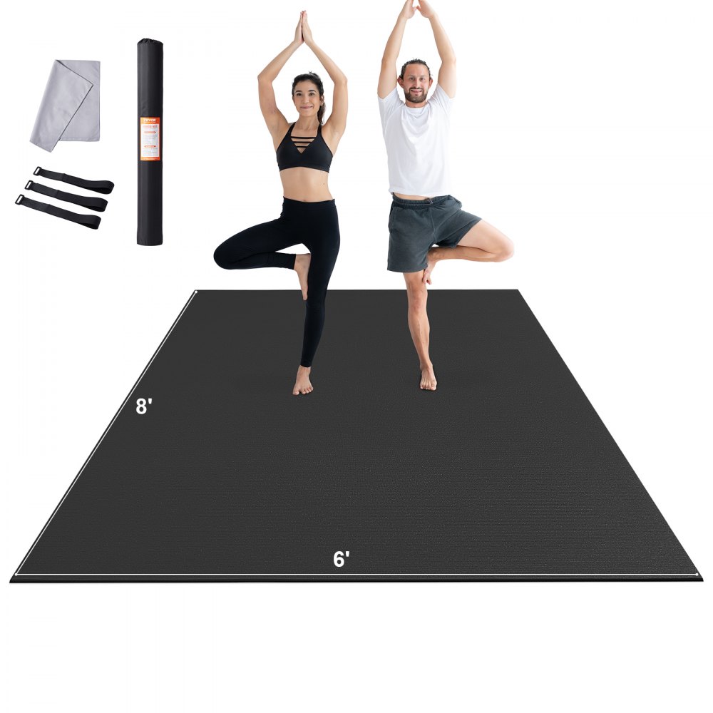 VEVOR Exercise Mat, Non Slip High Density Premium Yoga Mat, Exercise Yoga Mat for Men & Women, Fitness & Exercise Mat with Bag & Carry Strap, for All Types of Home Yoga, Pilate & Floor Workout (8x6ft) - DXYJD6YC8YC0B74WBV0