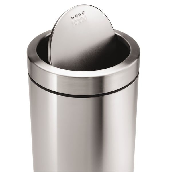 Simplehuman 14-1/2 gal. Round Trash Can, Silver, 14 13/16 in Dia, Swing, Stainless Steel - CW1442