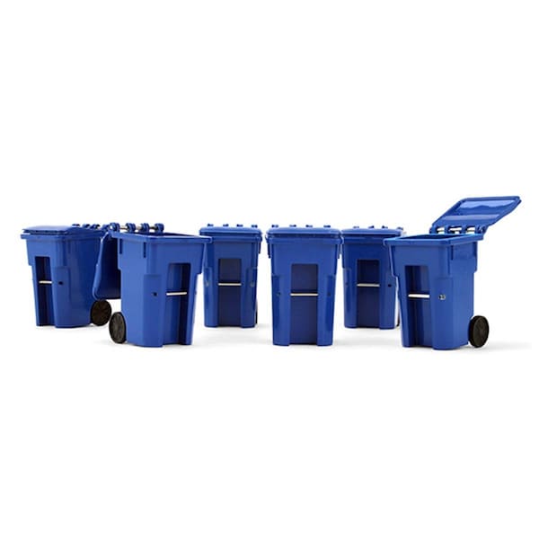 First Gear Trash Bins in Blue Sturdy Plastic Opening Lid, 14 Years Above, 6PK - FIR90-0518