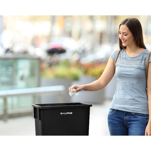 Alpine Industries 23 Gallon Black Slim Trash Can - ALP477-BLK 