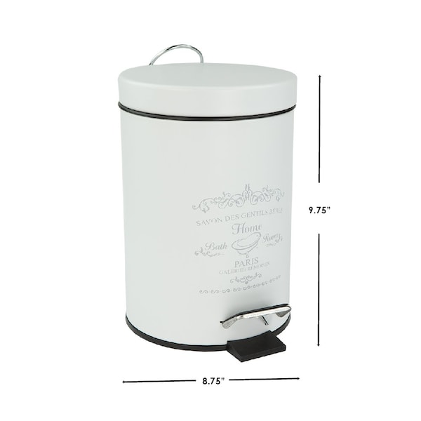Hds Trading Paris 3 Liter Waste Bin, White - ZOR95910