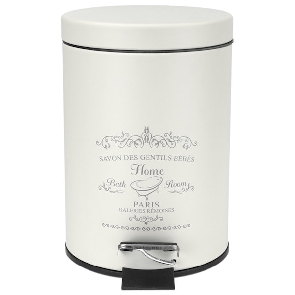 Hds Trading Paris 3 Liter Waste Bin, White - ZOR95910