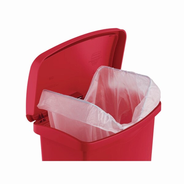 Rubbermaid Commercial 13 gal Rectangular Prism Trash Can, Red, Top Door, Polyethylene - 1883566
