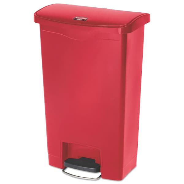 Rubbermaid Commercial 13 gal Rectangular Prism Trash Can, Red, Top Door, Polyethylene - 1883566