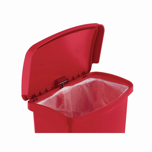 Rubbermaid Commercial 13 gal Rectangular Prism Trash Can, Red, Top Door, Polyethylene - 1883566