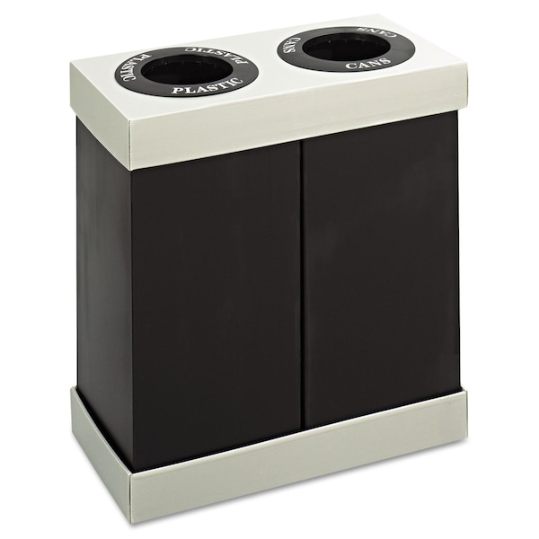 Safco 56 gal Rectangular Prism Trash Can, Black, Top Can Hole; Top Plastic Hole, Polyethylene - 9794BL