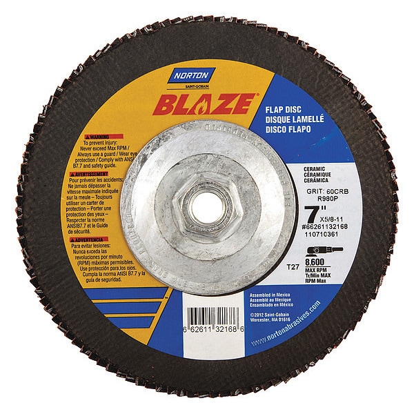 Disco de láminas Norton Abrasives, Mediano, 60 Granos, 7" de diámetro - 66261132168