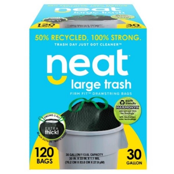 Eat-In 30 gal Neat Tall Kitchen Drawstrig Trash Bags - EA3968034