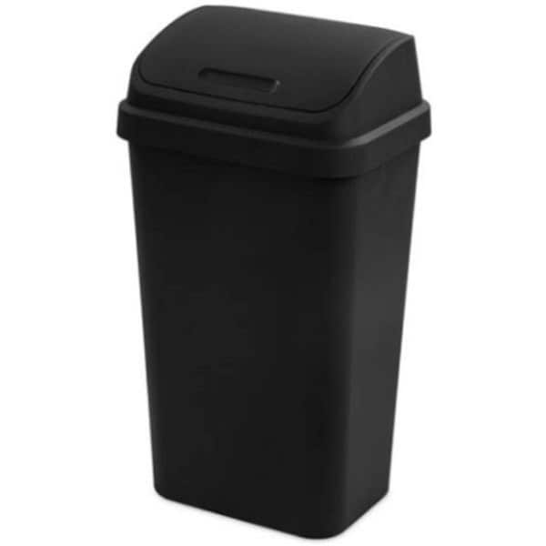 Dendesigns 13 gal Swing Top Wastebasket, Black, 4PK - DE2813559