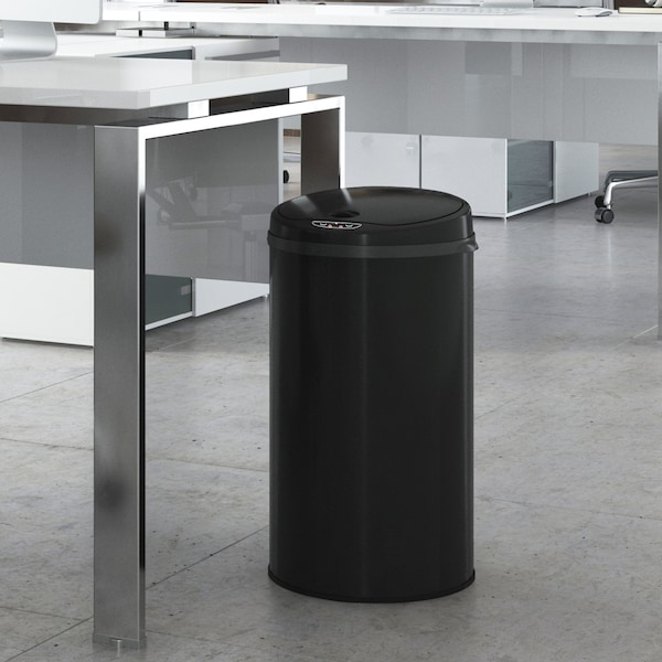 Hls Commercial 8 gal Round Trash Can, Silver, Stainless Steel - HLS08RB