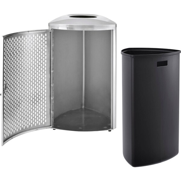 Global Industrial Triangle Metal Trash Can, Silver, Stainless Steel - 641597SS