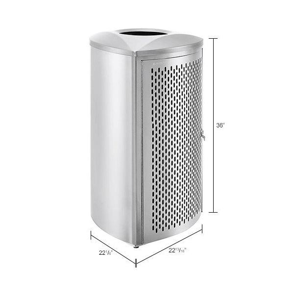 Global Industrial Triangle Metal Trash Can, Silver, Stainless Steel - 641597SS