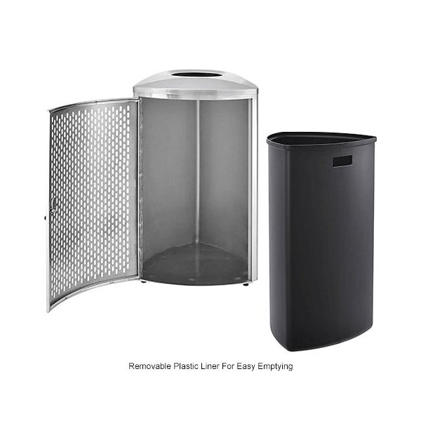 Global Industrial Triangle Metal Trash Can, Silver, Stainless Steel - 641597SS